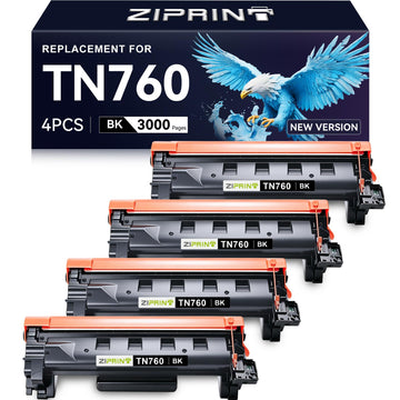 TN760 Toner Compatible with Brother TN-760 TN-730, MFC-L2710DW MFC-L2750DW | 4-Pack Black Toner, 3000 Pages, Easy Install, Fits MFC-L2717DW HL-L2395DW DCP-L2550DW, Ideal Prints for Home Office Printing