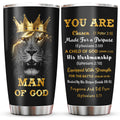 Muilzon Christian Gifts for Men Tumbler 20oz - Baptism/First Confirmation/Communion Gifts for Boys Coffee Cup - Religious Catholic Inspirational Birthday Gift for Men - Man of God Bible Verse Cup