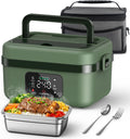 Cordless Electric Lunch Box for Adults, 16000mAh Rechargeable Self-Heating Lunch Box Food Warmer with Timer & Adjustable Heating, 34oz/1L Container with Insulated Bag for Office Car Outdoor