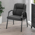 Sweetcrispy Waiting Room Office Guest Chairs Set of 2, Pu Leather Big and Tall No Wheels Executive Office Chair with Padded Arms for Reception