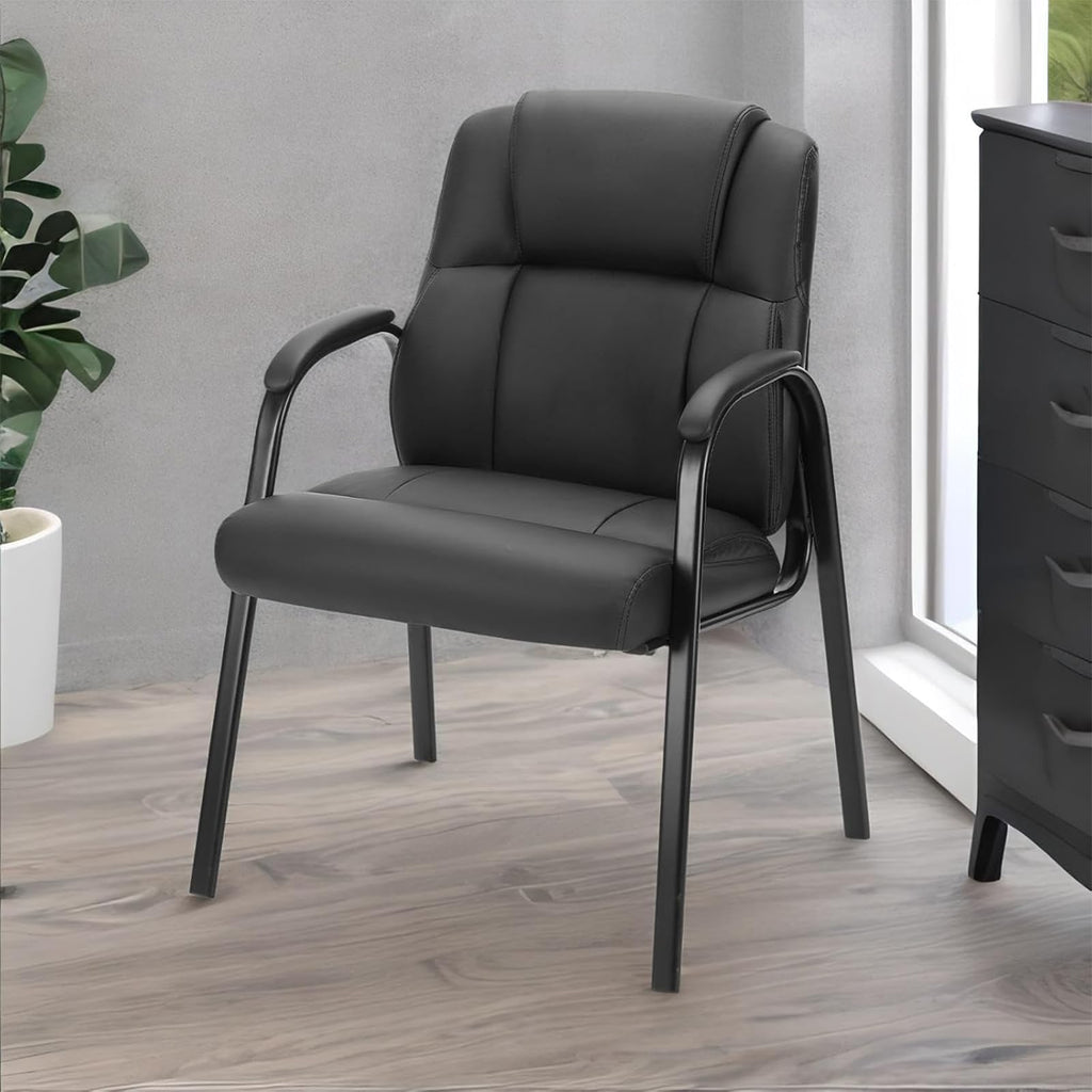 Sweetcrispy Waiting Room Chairs Set of 4, Executive Office Guest Chairs, Black