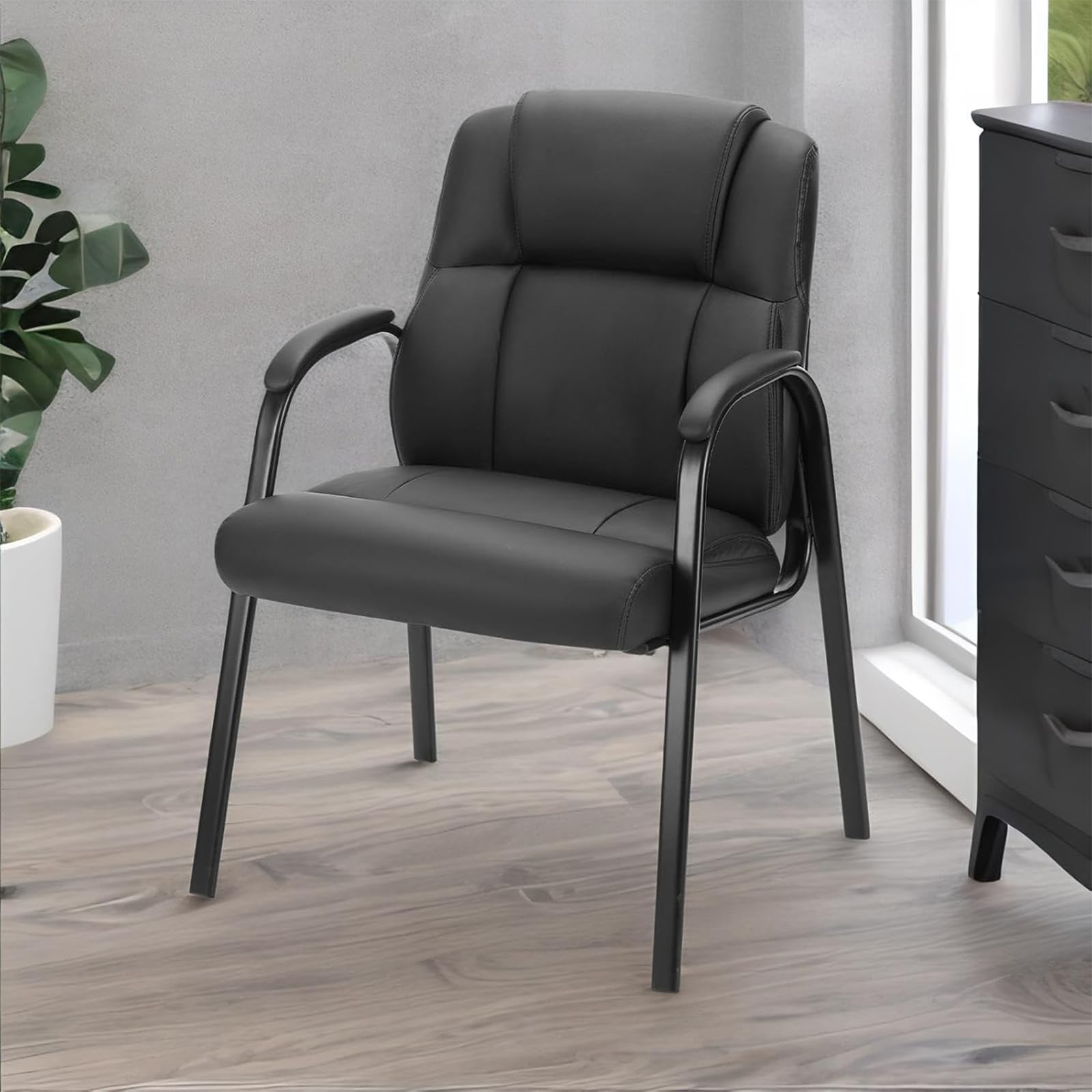 Sweetcrispy Waiting Room Chairs Reception Chairs Office Guest Chairs Set of 4, Big and Tall Desk Chair No Wheels Executive Office Chair Pu
