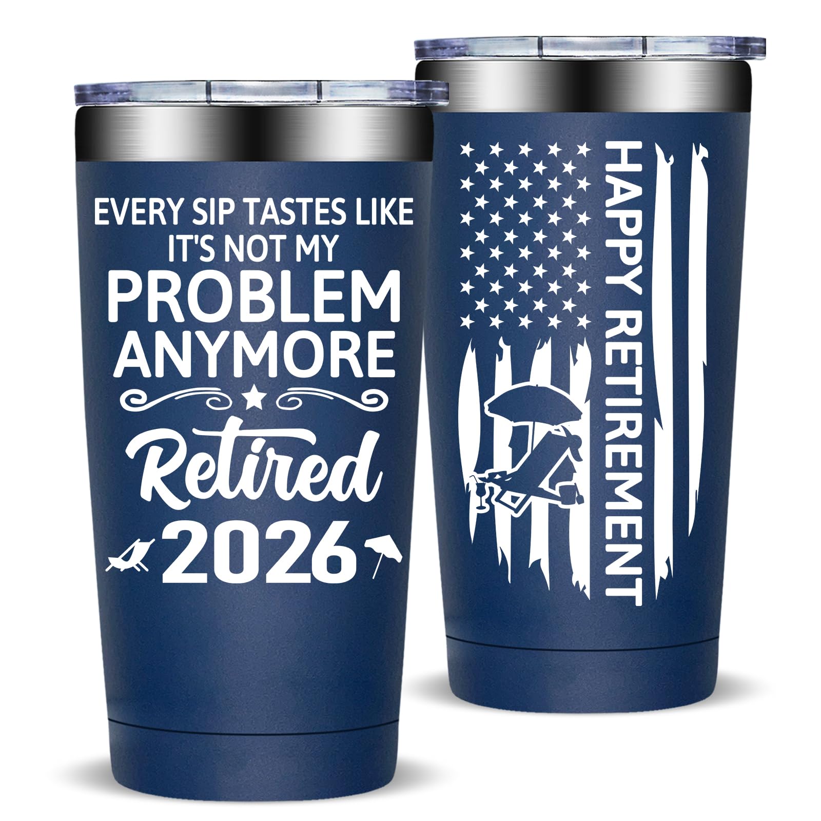 Fufandi Retirement Gifts for Men Woman 2026 - Every Sip Tastes Like It's Not My Problem Anymore - Retirement Gifts for Teacher, Coworkers, Nurse, Principal - Tumbler Cup 20oz