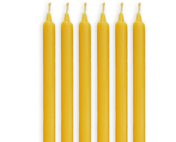 100% Beeswax Taper Candles (Set of 6) Organic 7.5" H, 3/4" d, Hand Made