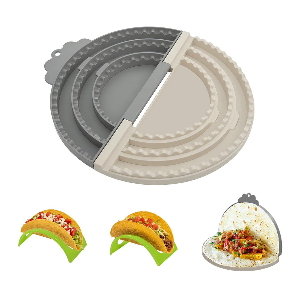 3-in-1 Tortilla Sealer & Crimper for 6/8/10 Inch Tortillas, Multi-Size Quesadilla Maker & Taco Press Tool, Food Grade, Dishwasher Safe, Ideal for Sealed Tacos, Burritos, Wraps & Empanadas