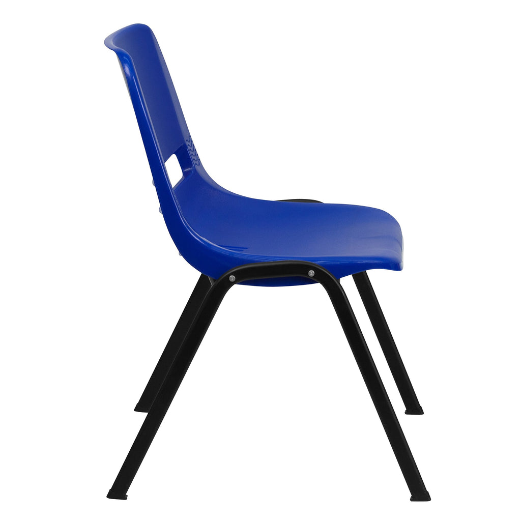 Flash Furniture 5 Pack Hercules Series 661 Lb. Capacity Navy Ergonomic Shell Stack Chair with Black Frame and 16'' Seat Height, Navy