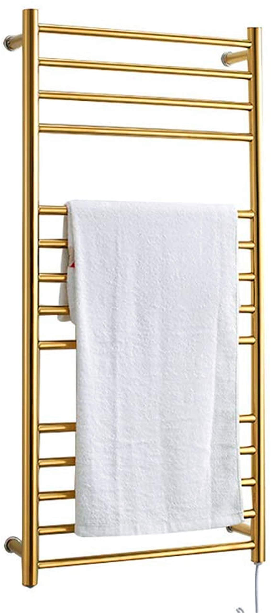 Electric Heated Towel Rail Bathroom Drying Rack Bathroom Towel Rack 304 Stainless Steel Towel Rack Shelf,Gold,Plugin
