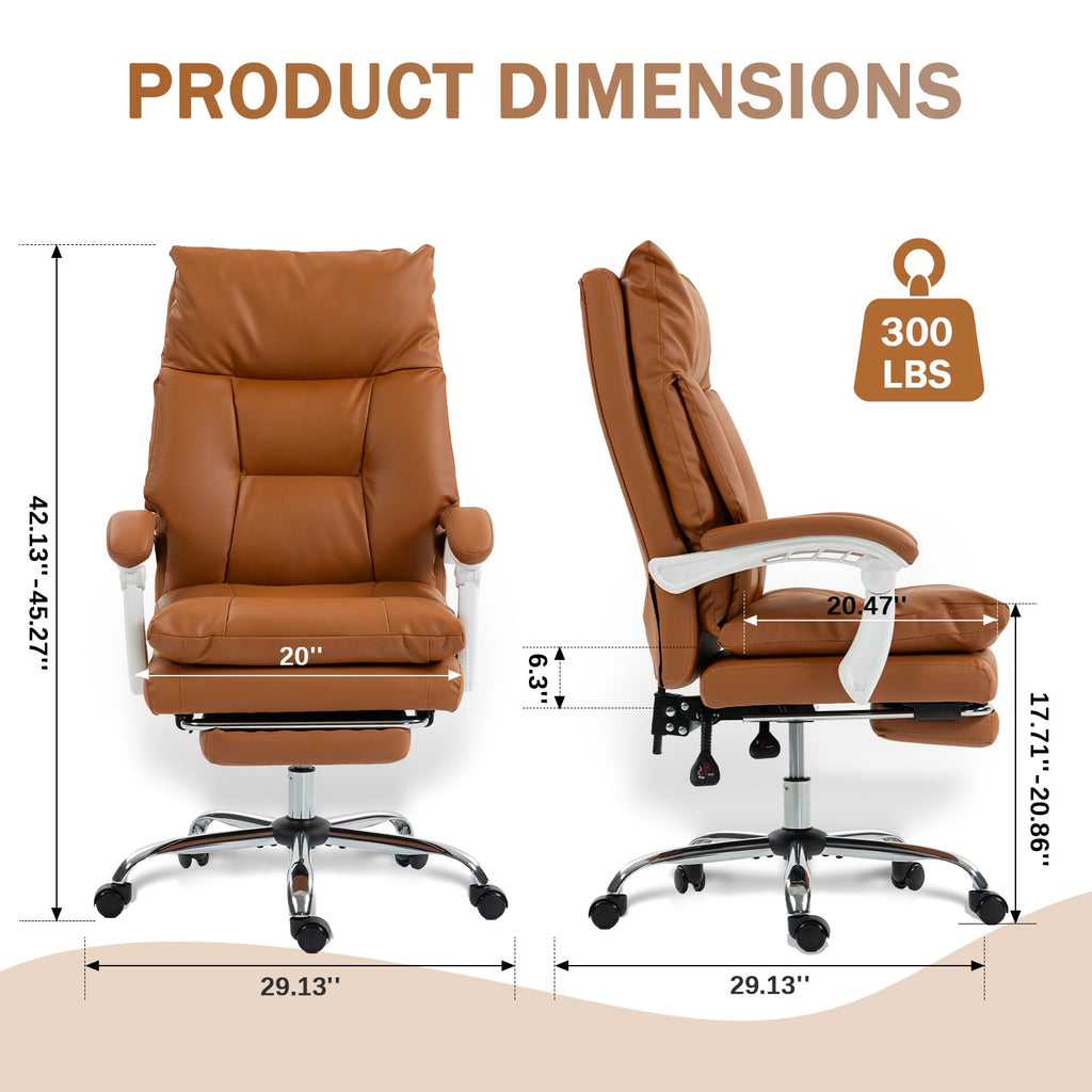Anjieacen Office Chair with Foot Rest Comfy Computer Game Desk Chair High Back Reclining Executive Office Chair with Thick Cushion