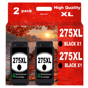 275XL Ink Cartridges for Canon Printers for Canon 275 Black Ink PG275XL for PIXMA TS3722 TR4720 TS3700 TS3522 TS3500 TR4700 TR4722 TS3720 Printer Ink (2 Black)