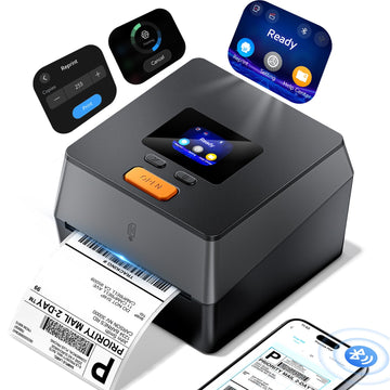 Phomemo Shipping Label Printer with Touchable Screen & Built-in Label Bin | 4x6 Bluetooth Thermal Label Printer, D420D Thermal Printers for Small Business, Compatible with USPS, Tiktok