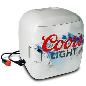 Coors Light Mini Fridge - 12 Can Refrigerator for Bedroom Office, Portable Table Top Beverage Cooler, 12V 110V Refrigerador for Drinks, Soda, Wines, Use in Car, Dorm, Outdoor