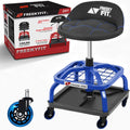 Freekyfit Rolling Stool with Blue Wheels,heavy Duty Garage Work Mechanic Rolling Shop Stool with Backrest, Adjustable Height 360°swivel Roller
