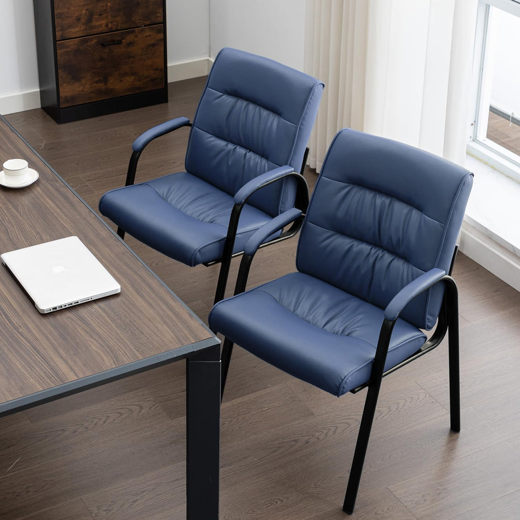 Boiskom Office Guest Reception Chair Set of 8, Conference Room Chairs Waiting Room Chairs 8 Pack, Modern Leather Office Desk Chair No Wheels.