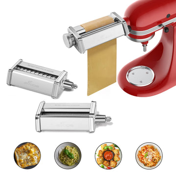 GVODE 3Pcs Pasta Attachment for KitchenAid Stand Mixer, 304 Stainless Steel