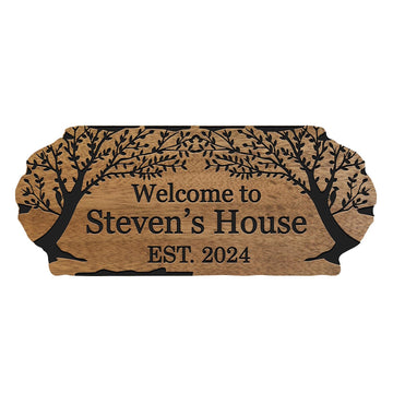 Tree of Life Custom Address Decor, Large Wood Wall Art, Custom Last Name Wooden Sign, Personalized Outdoor Cabin Sign, Cabin Monogram,3D carved decorative wooden plaques.