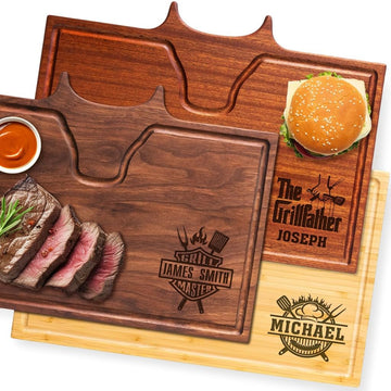 Straga Texas BBQ Personalized Cutting Board Wood Engraved – Gift for Men, Him, Pitmaster, King of the Grill, Dad, Grandpa, Fathers’ Day, 4th of July, Tailgate Party, Backyard Cookouts – Made in USA
