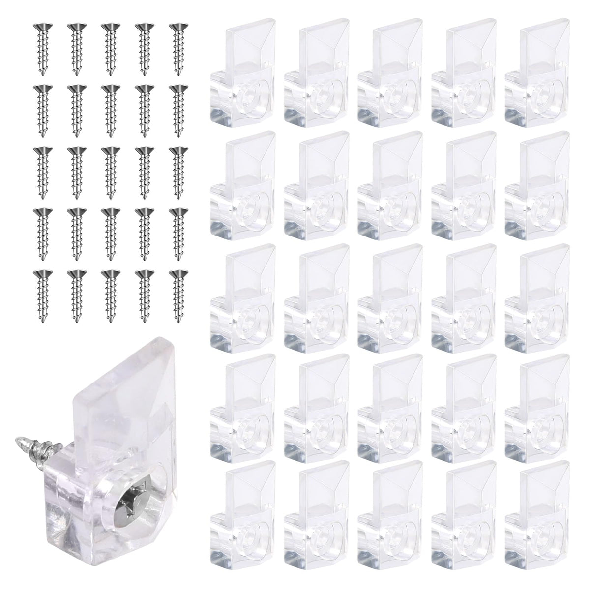 25Pcs Mirror Hangers for The Wall, Mirror Holder Clips, Clear Plastic Mirror Mounting Clips, Glass Retainer Clips Kit Crystal Mirror Hanging Hardware Frameless Kit for Wall and Fixed Mirror Box Door