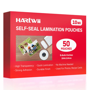 50 Pack Self-Sealing Laminating Pouches 4x6 Inch,10 Mil Self Adhesive Lamination Pouches,Waterproof Photo No Heat Laminating Sheets No Laminator Machine Need