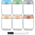 16 Oz Overnight Oats Containers with Lids - 6 Pack Glass Storage Jars with Airtight Lids Wide Mouth Mason Food Jars Great for Meal Prep Salad Chia Pudding Snacks Yogurt Sugar Spice Cereal