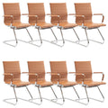 Dm Furniture Office Desk Chair Set of 8,no Wheels Pu Leather Computer Chairs Mid Back Guest Chairs with Seld Base for