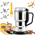Electric Grain Mill Grinder - 304 Stainless Steel Grain Grinder Flour Mill Grinder for Home Fit for Grinding Wheat, Corn, Oats, Millet, Coffee Beans (Silver, 500g)