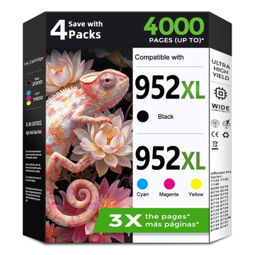 952XL Ink Cartridge Compatible for HP Ink 952 XL 952XL Cartridges Combo Pack (4-Pack) Work with Officejet Pro 8710 7740 8720 8702 8210 7720 8715 8730 8740 8216 8716 8725 8700 8200 7730 8735 8743