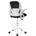 Drafting Chair Tall Office Chair with Flip-up Armrests, Adjustable Height, and Enhanced Lumbar Support - Ergonomic Rolling Stool, Back Support,