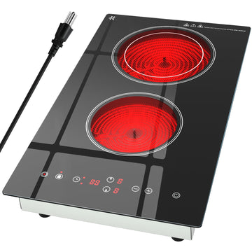 2 Burner Electric Cooktop 110V, 1800W Electric Stove Top 12 Inch, Plug in