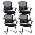 Sweetcrispy Waiting Room Chairs, Desk Chair No Wheels, Mesh Back, Set of 4, Modern Black