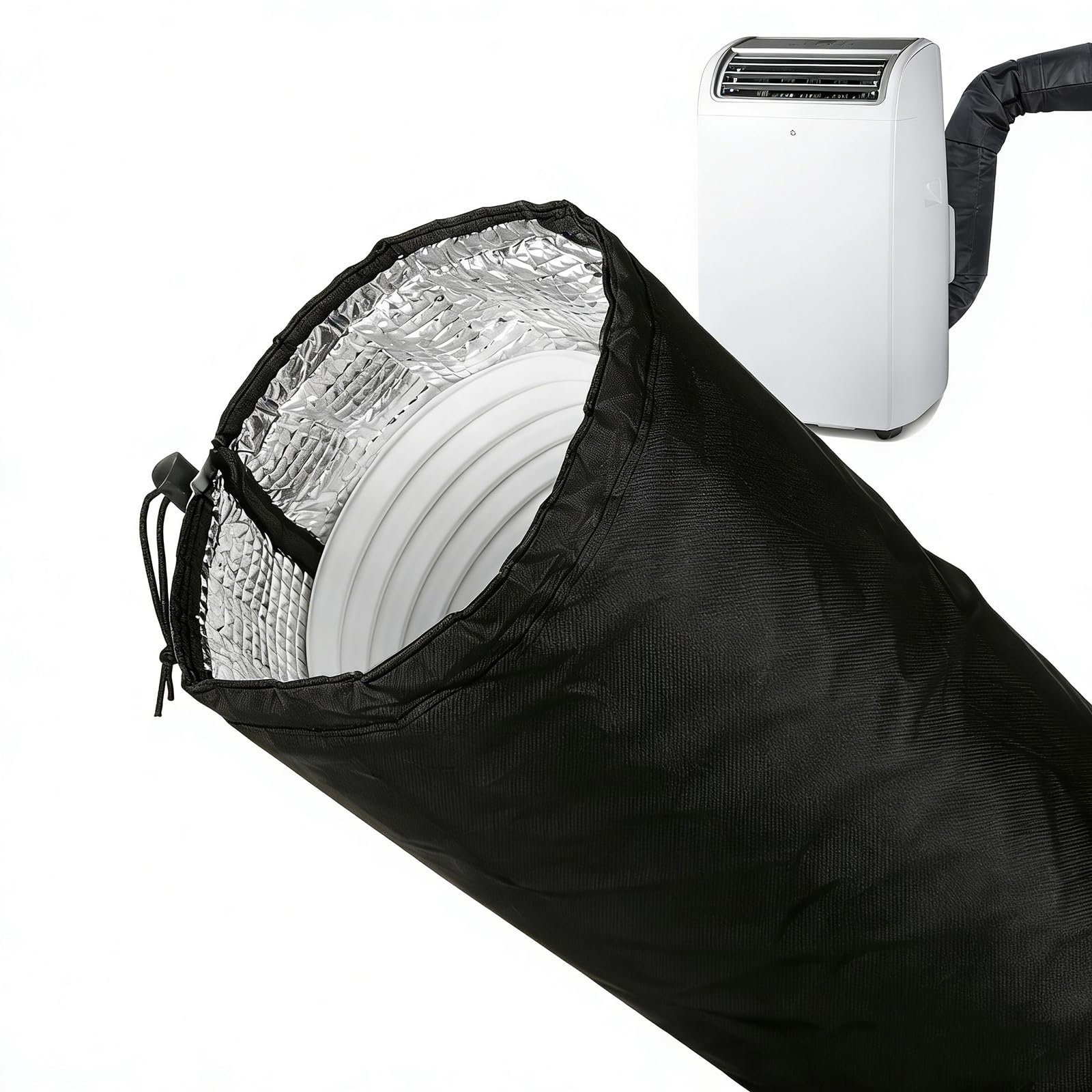 Portable AC Hose Insulation Sleeve, Air Conditioner Hose Cover Wrap for 5" & 5.9" Diameter Exhaust Hose, AC Duct Vent Cover Sleeve with Upgrade Heat Insulation Material,One Step Install, Black