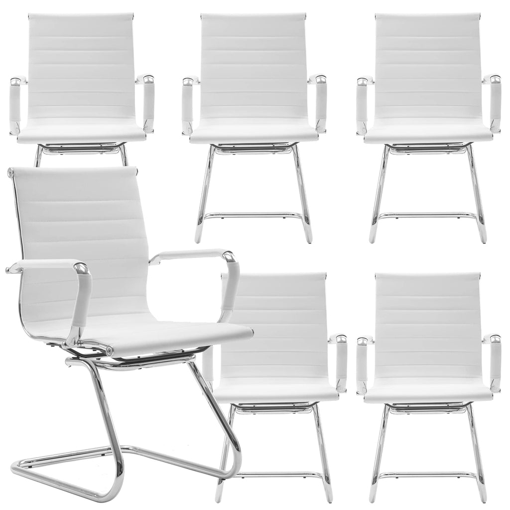 Dm Furniture Conference Room Chairs Set of 6, Waiting Room Chairs with Arms, Faux Leather Reception Chairs No Wheels, Office Guest Chairs with