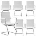 Dm Furniture Conference Room Chairs Set of 6, Waiting Room Chairs with Arms, Faux Leather Reception Chairs No Wheels, Office Guest Chairs with