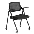 Fylica Stackable & Foldable Office Chair, Folding Desk Chair with Flip-up Armrest, Breathable Mesh, Thick Seat Cushion & Rocking Backrest,