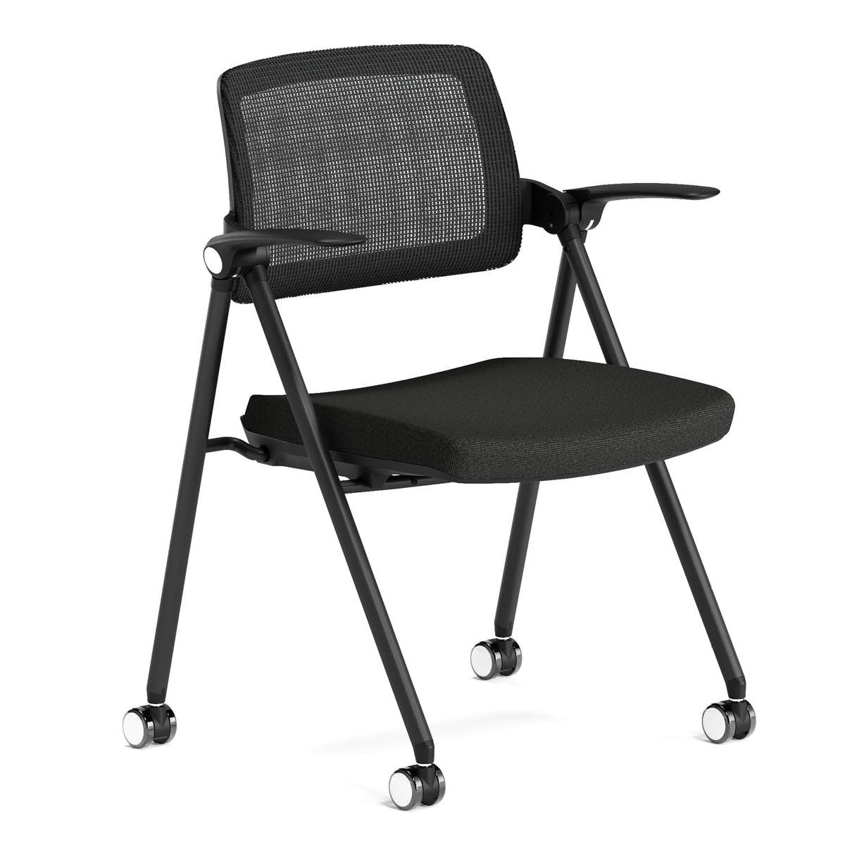 Fylica Stackable & Foldable Office Chair, Folding Desk Chair with Flip-up Armrest, Breathable Mesh, Thick Seat Cushion & Rocking Backrest,