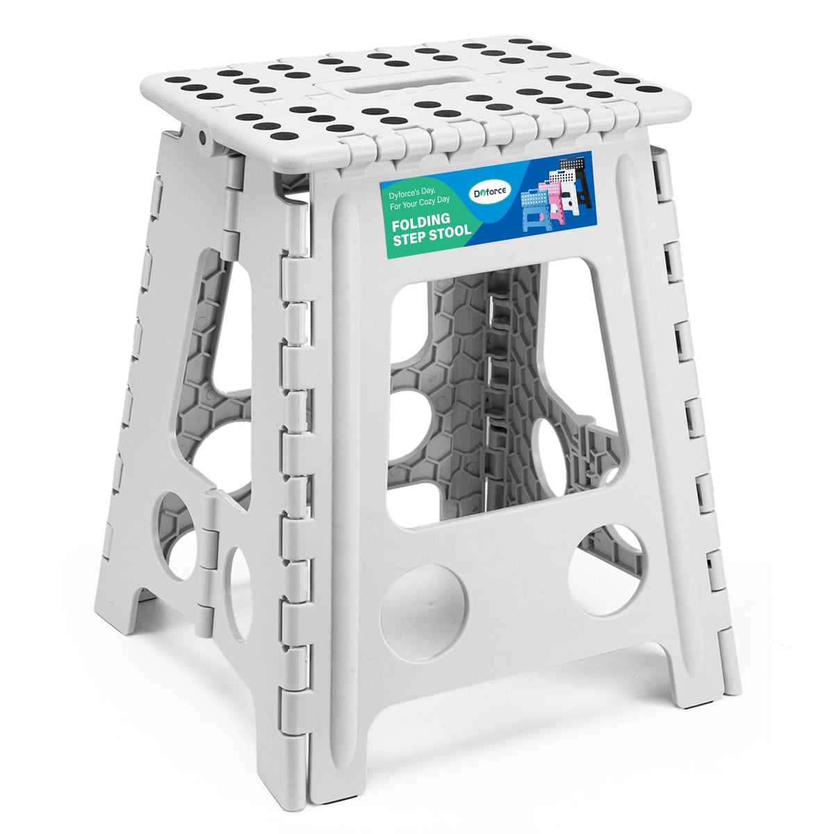 Dyforce Folding Step Stool 16 Inch,400lbs Foldable Step Stool for Adults, 16inch, Gray