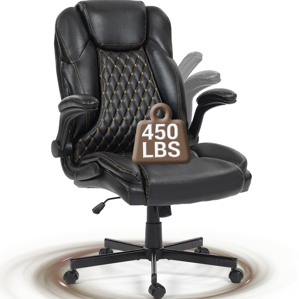 Wentum Executive Office Chair Big and Tall 400lbs - Ergonomic Comfy Heavy Duty Extra Wide Seat Home Office Desk Chair W/flip Arm Rest, Rocking