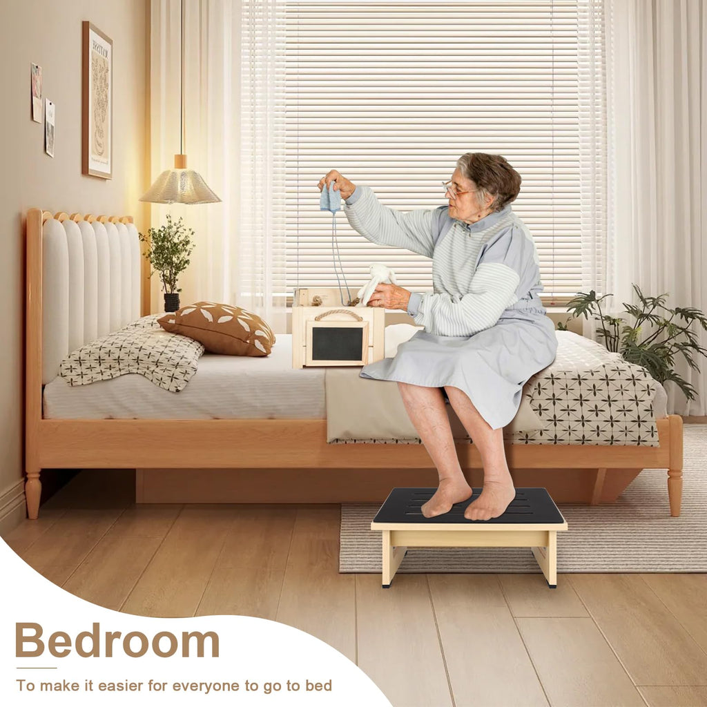 Step Stool, Bed Steps for High Beds for Adults with Non-slip Rubber Stepping Surface and Handles, 450 Lbs Capacity for Bedroom Kitchen