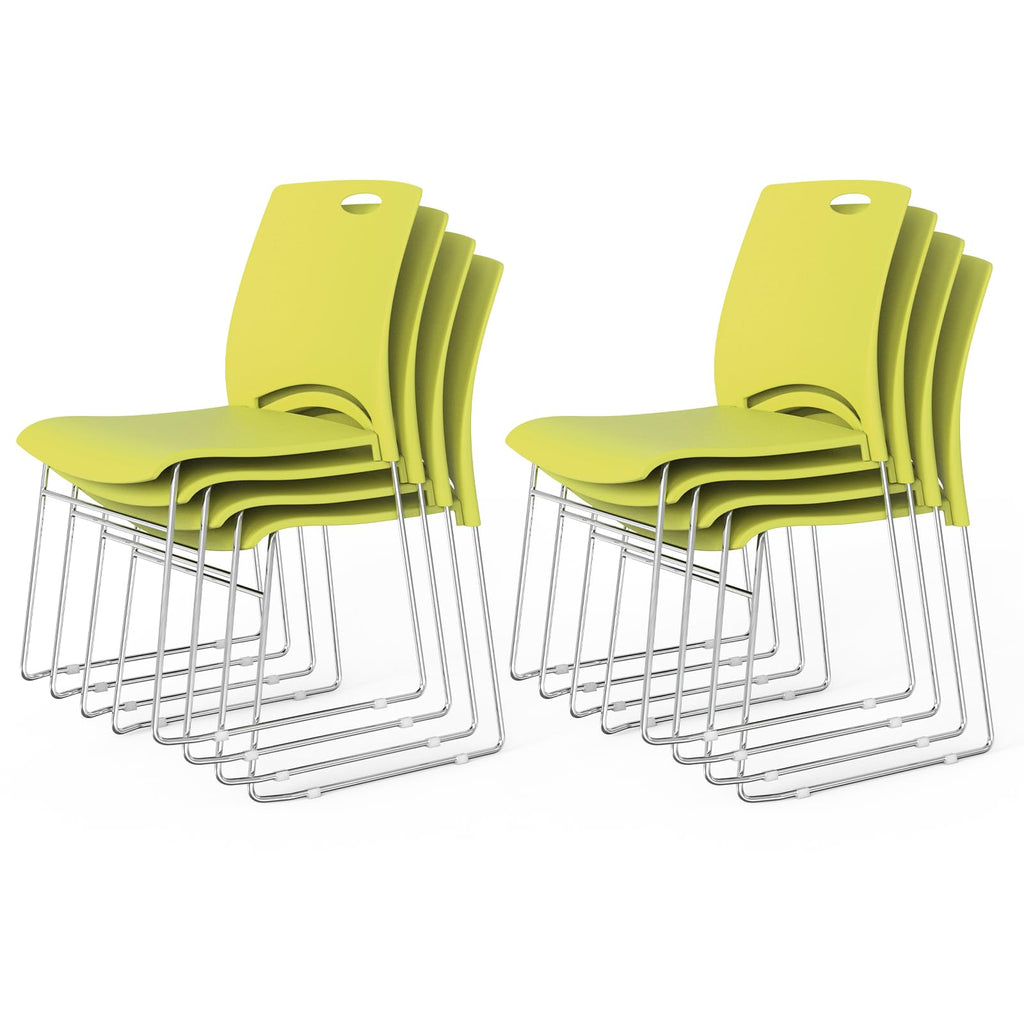Vingli Stacking Chairs Set of 8 Stackable Office Chairs with Metal Sled Base, Ergonomic Plastic Seat, Stacking Chairs for Waiting Room Break