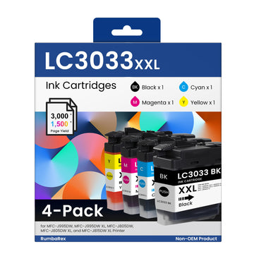 LC3033 LC3033XXL Ink Cartridges Super High-Yield LC30334PKS Replacement for Brother LC 3033 LC3033 XXL Ink Cartridges for MFC-J995DW MFC-J805DW MFC-J815DW MFC-J995DW MFC-J805DW Printer Ink 4-Pack