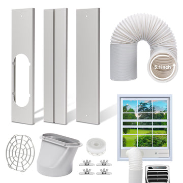BEWAVE Portable Air Conditioner Window Vent Kit, Adjustable Seal Kit with 5.1" Hose for AC Unit Universal for Sliding Horizontal or Vertical Window