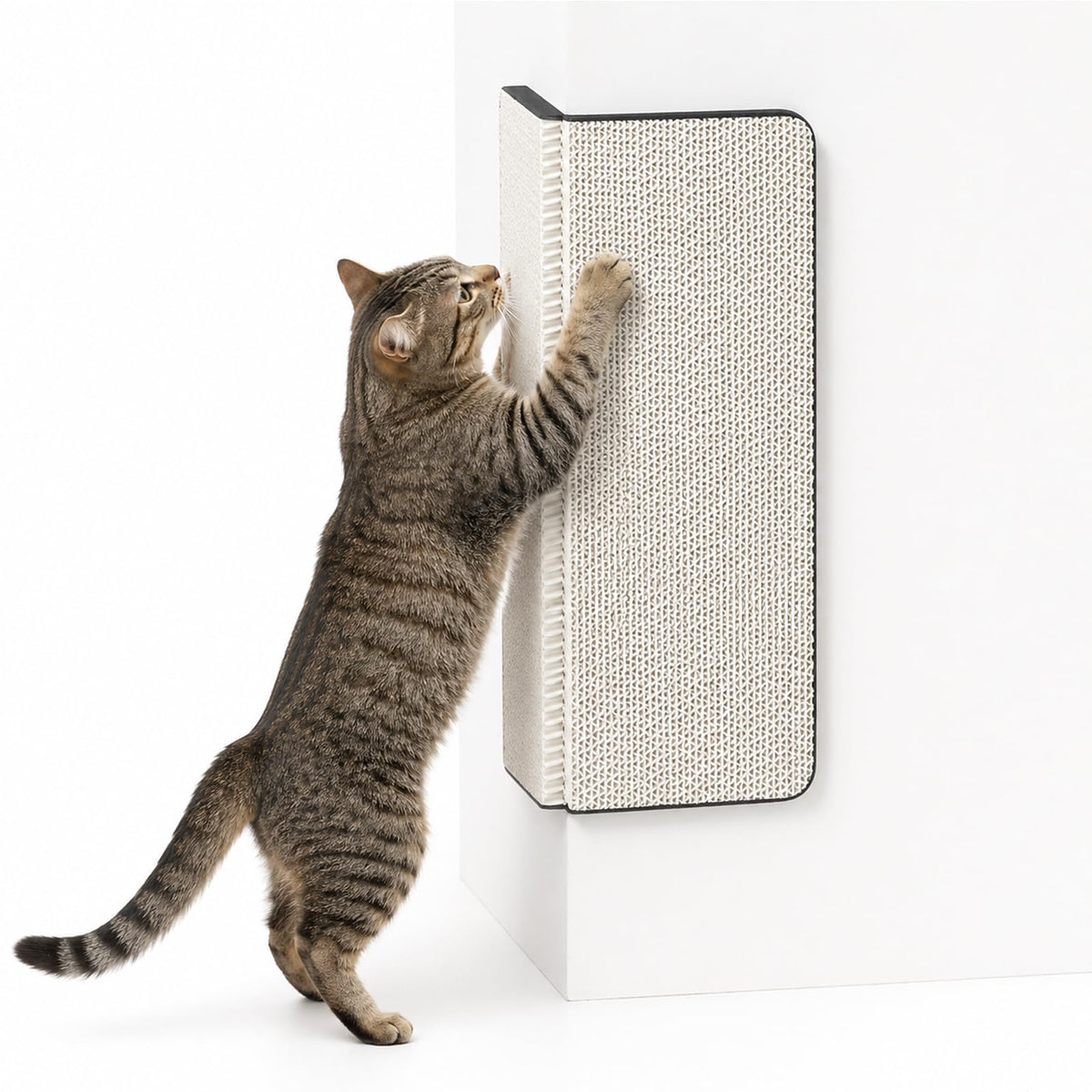 Cat Scratcher Pads, Foldable Cardboard for Corner Walls 17?Lx13?Wx0.78?H Scratching Post for Indoor Cats (White,Medium)