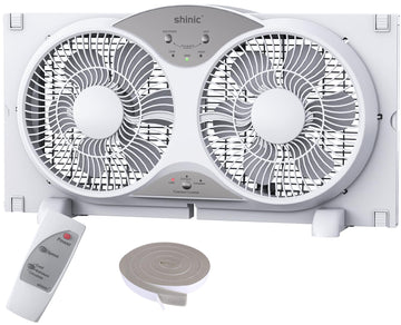 shinic Window Fan, 2026 Updated Quiet Window Exhaust Fan. Reversible Airflow, 9" Blades, Full Remote Control, 3 Functions 3 Speeds. Adjustable Width 23.8"-37", for Bathroom & Kitchen, ETL Certified