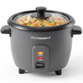Elite Gourmet ERC6GC 6-Cup Ceramic Rice Cooker, PFAS-Free Ceralast™ Nonstick Inner Pot, Auto Keep Warm, Tempered Glass Lid, One-Touch Cook, BPA-Free Measuring Cup & Spatula, Dark Grey