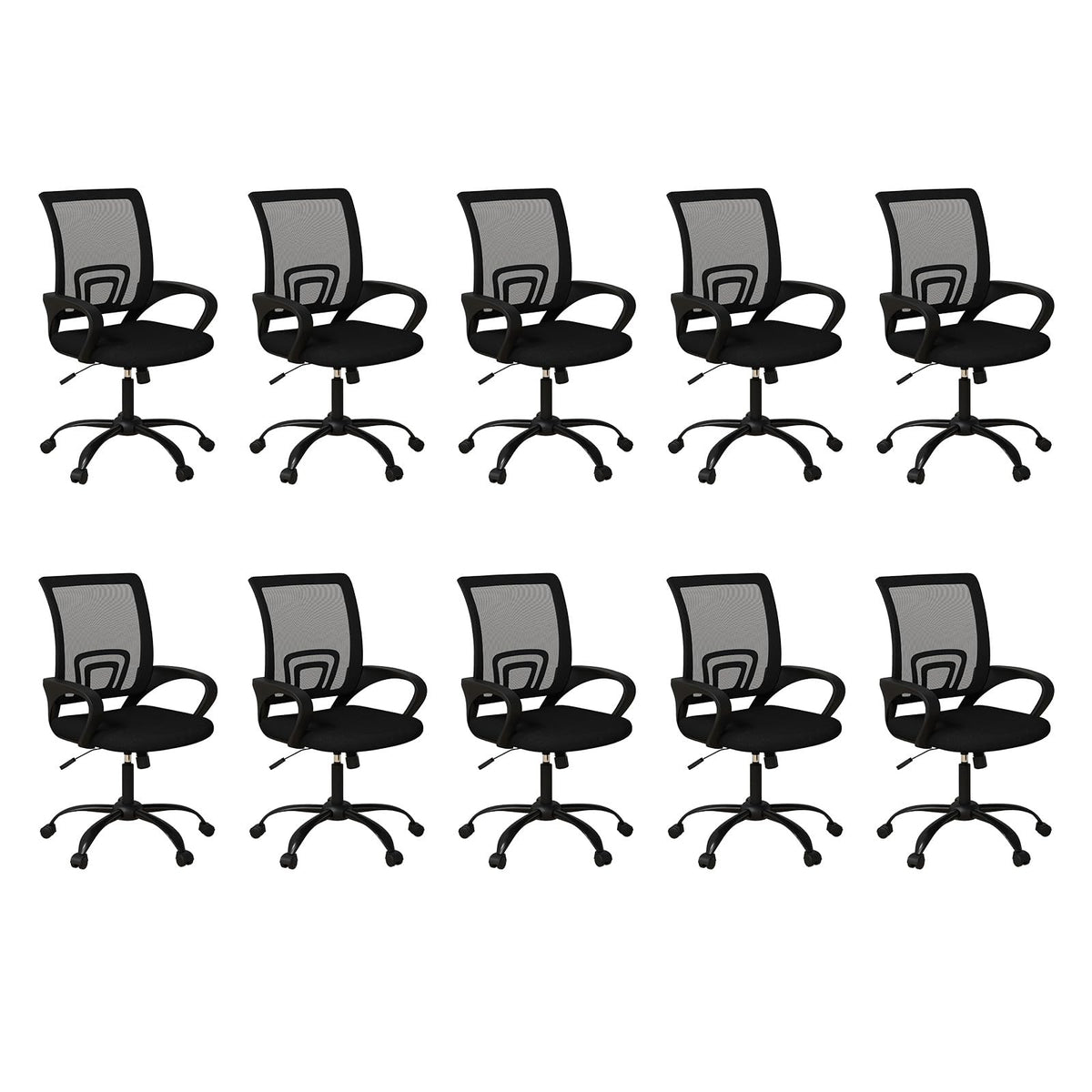 Bonzy Home Ergonomic Conference Room Chairs Set of 10, Rolling Office Chairs with Wheels, Mesh Computer Desk Chair with 360°swivel, Height