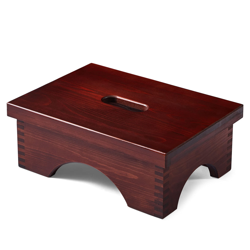 Ecrocy Wooden Step Stools for Adults for Bed, Pre-assembled, Rosewood
