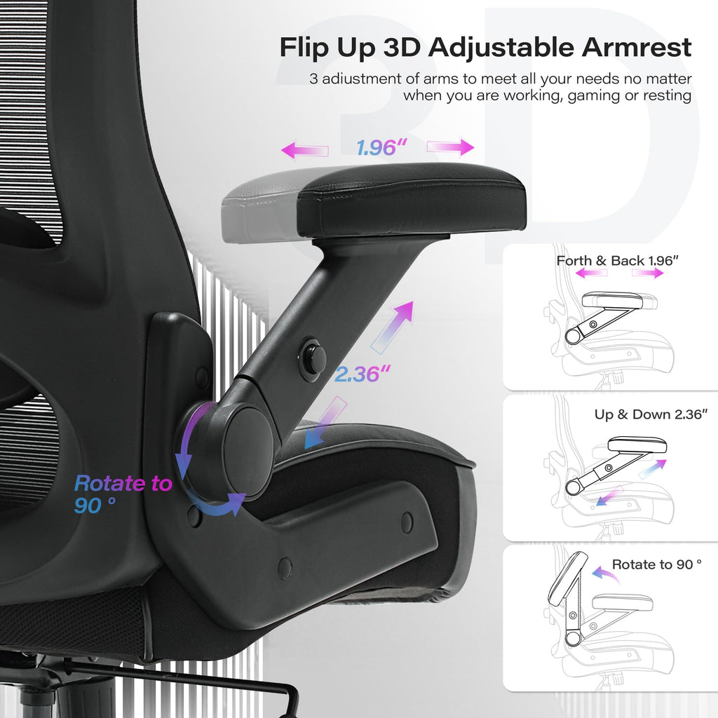 600lbs Big and Tall Office Chair, Heavy Duty Executive Computer Desk Chair, X-Large, Black-black Armrests