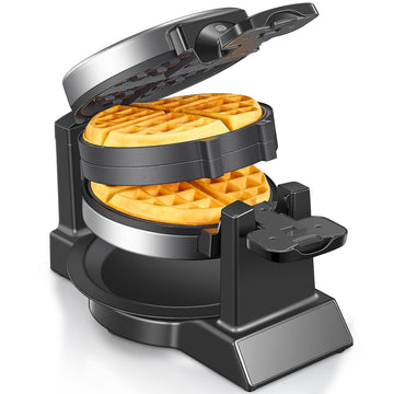 Winpper Double Belgian Waffle Maker, Rotating Flip Design 1400W Waffle Iron