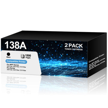 138A Toner Cartridges 2 Black with Latest Chip Compatible for HP 138A W1380A 138X Work with HP Laser jet Pro 3001dw 3001fdw 3001, MFP 3101fdw 3101 High Yeild Printer Toner Cartridge Print Smoothly