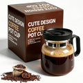 16 Oz Glass Coffee Pot Mug with Spill Proof Lid, Heatproof Clear Cup for Travel & Office, Gift for Coffee Lovers (1 Pack)
