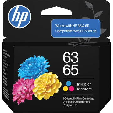 HP 63/65 Tri-Color Ink Cartridge (Replaces and Works with Both 63 & 65) | Works with AMP; DeskJet 1100, 2100, 2600, 3600; Envy 4500, 5000; OfficeJet 3800, 4600, 5200 Series | B7RT2AN.